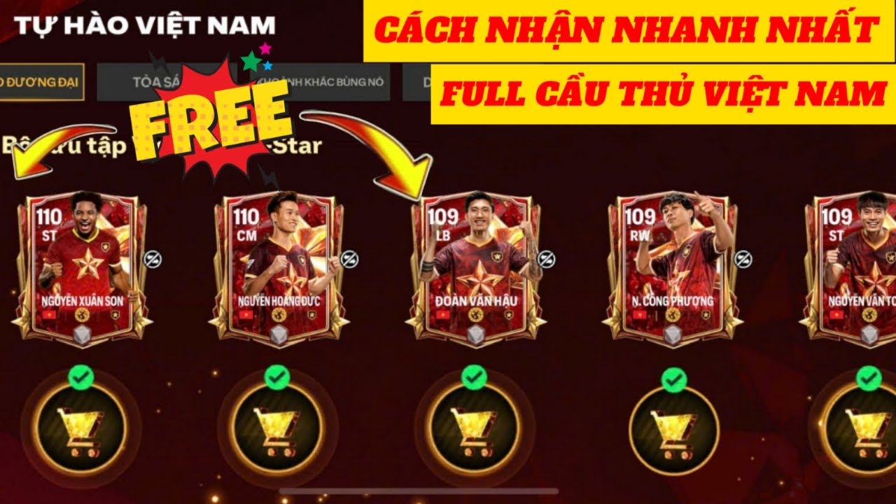 🏆FC MOBILE VN #2 : CÁCH NHẬN MIỄN PHÍ 5 CẦU THỦ VIỆT NAM NHANH NHẤT | CẦM ĐỘI HÌNH CÓ 5 ANH LEO RANK
