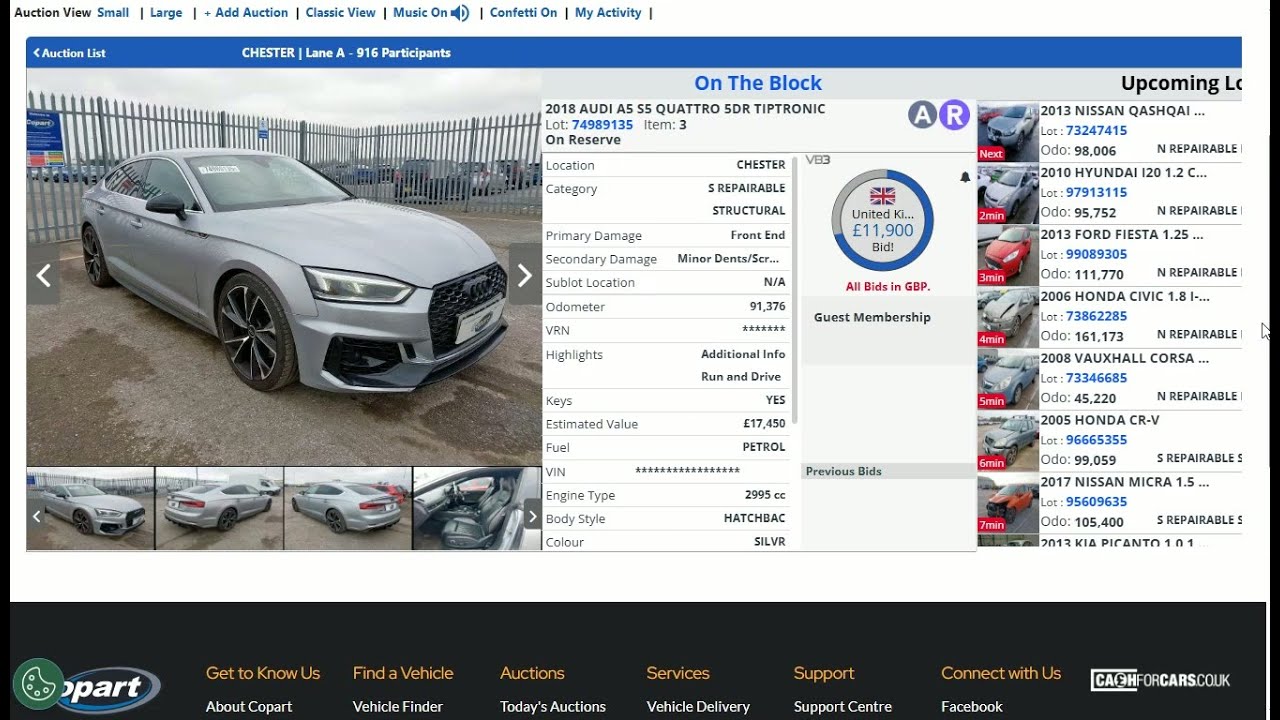 Live Copart UK Car Auction | Real Bidding & Final Prices