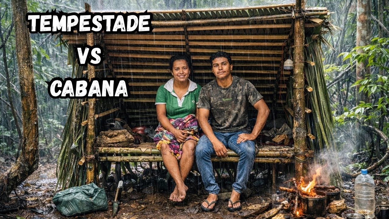 SOBREVIVEMOS a uma TEMPESTADE em uma CABANA RÚSTICA na mata