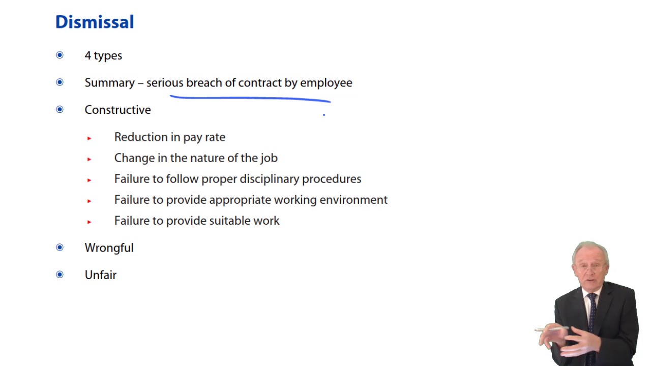 Employment Law, Dismissal - ACCA Corporate and Business Law (LW) (ENG)