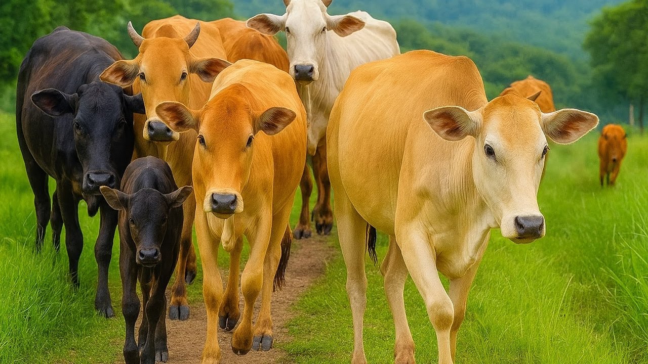 Video Sapi Lembu Berlari dan berjalan Menuju kandang, Suara Sapi Moo, Sapi Lucu berkeliaran di jalan