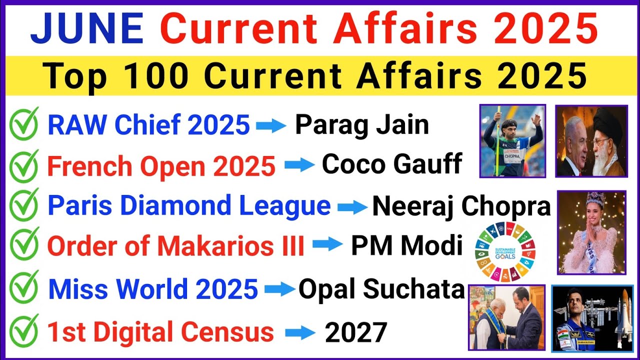 June 2025 Current Affairs | Top 100 June 2025 Current Affairs | Current Affairs 2025