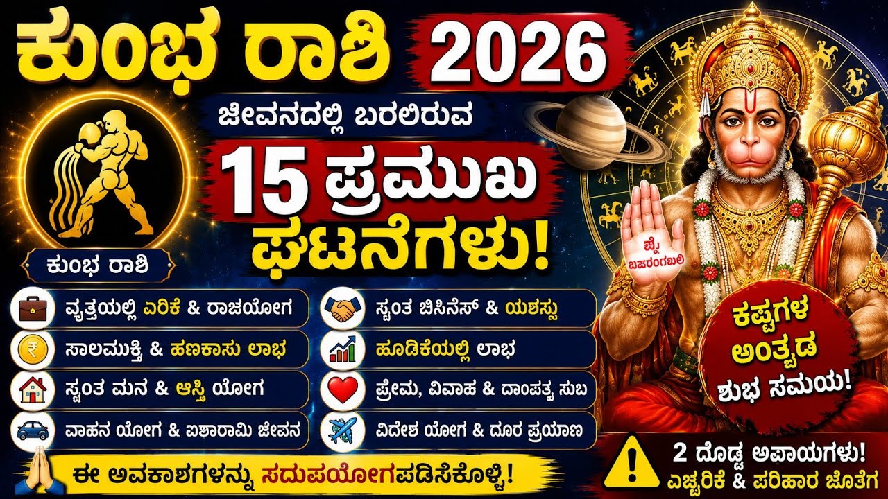 ಕುಂಭ ರಾಶಿ 2026ರಲ್ಲಿ | 15 ದೊಡ್ಡ ಘಟನೆಗಳು | Kumbha Rashi 2026 | 15 Big predictions | Rashi Master