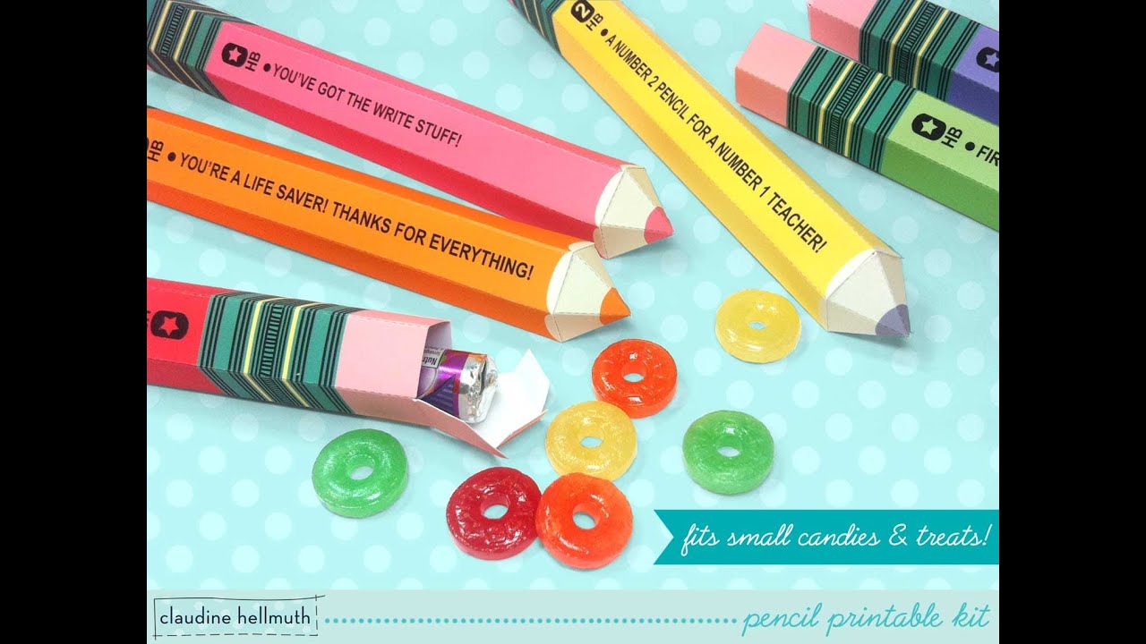 make paper pencil candy and favor boxes printable kit
