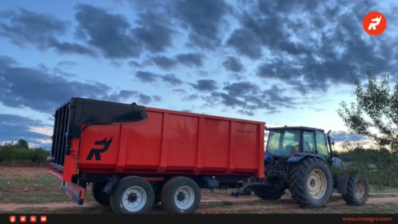 Remolque Agrícola Bañera Tándem 14TN RINO 50 TB Eje direccional Descarga Vendimiadora Pellenc