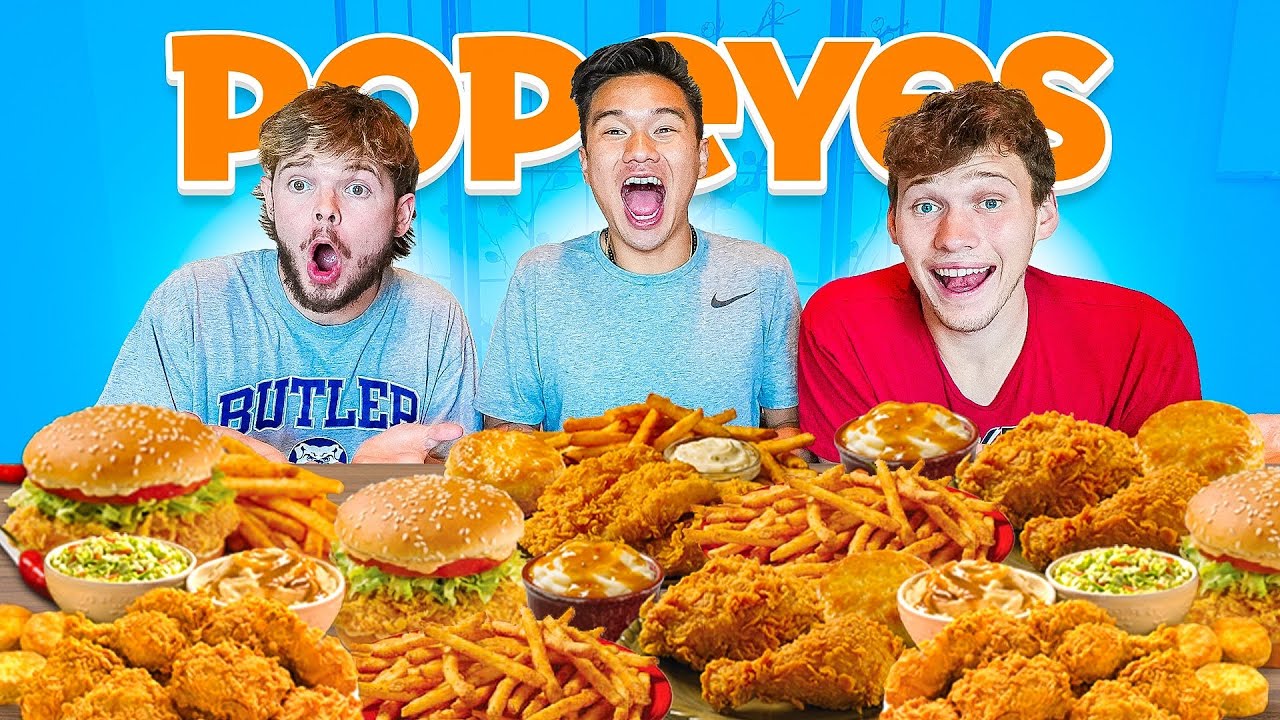 Eating ENTIRE Popeyes Menu w/ Jesser & Moochie!