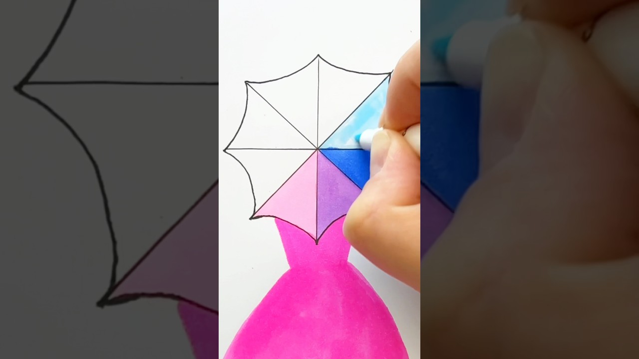 How To Draw a Cute Girl with Umbrella | Step by step drawing for kids