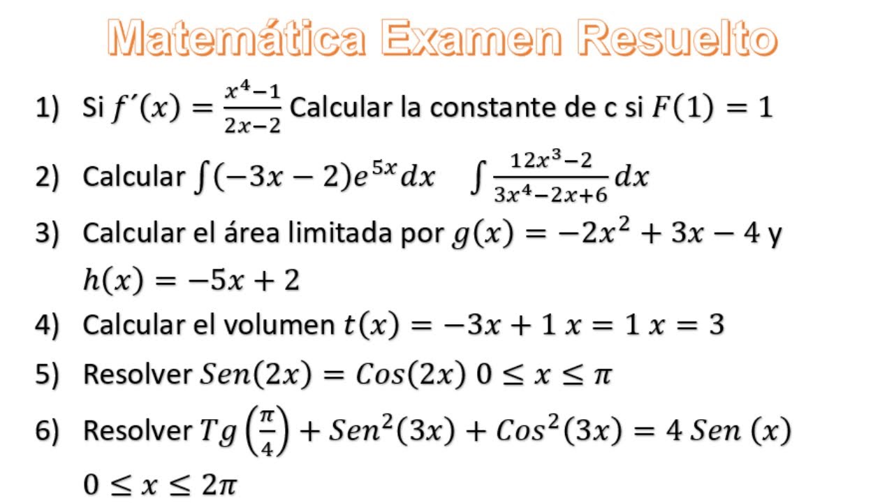Mate de 6to Examen Resuelto