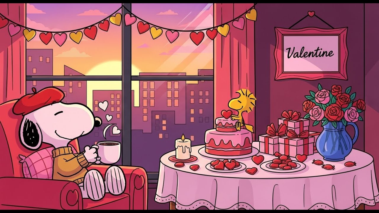 Snoopy's Sweet Valentine Jazz 💖 Soft Jazz Beats for Study, Relax & Love Session