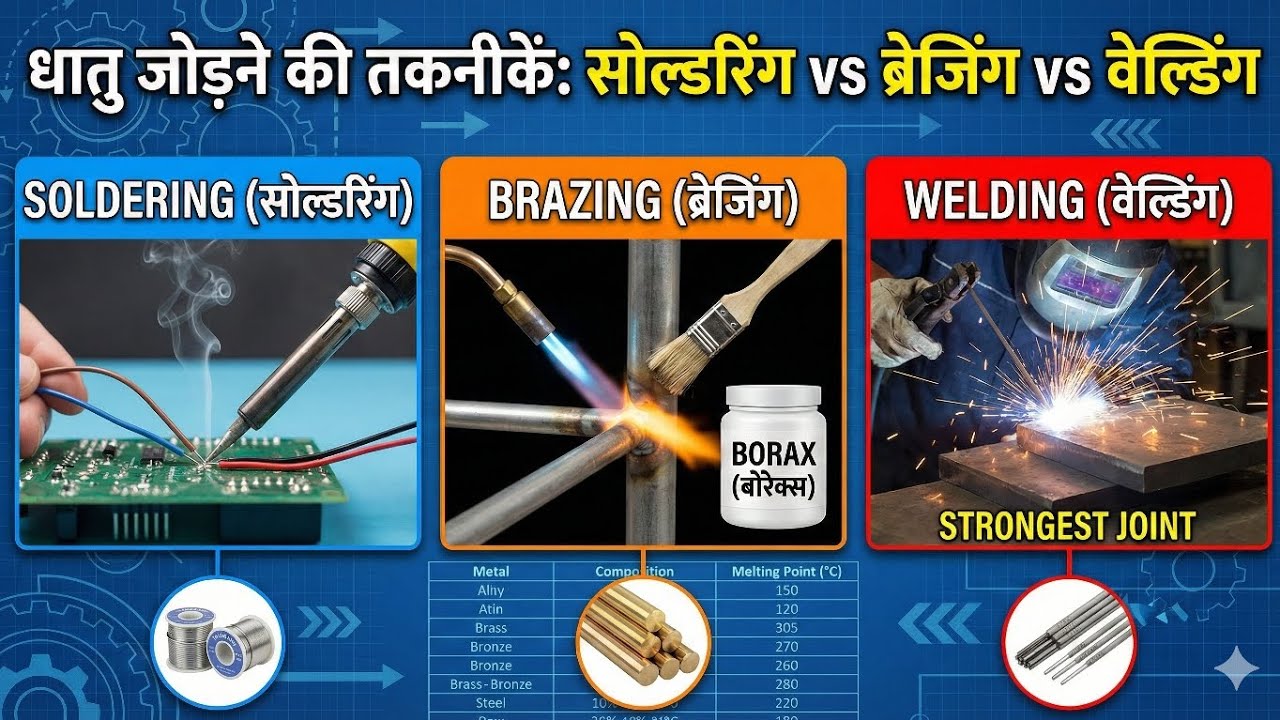 Soldering, Brazing और Welding में क्या अंतर है? | Metal Joining Techniques Explained 