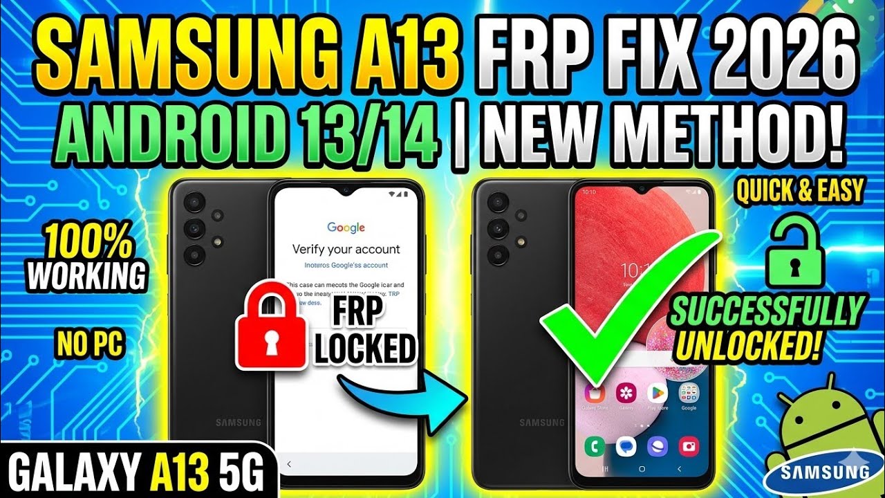 Samsung Galaxy A13 FRP Unlock Android 13/14 | Samsung A13 FRP Bypass | New Update 2026