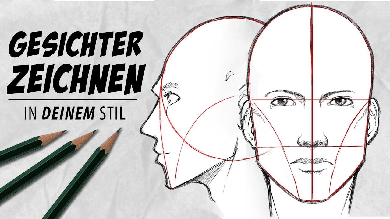 GESICHTER zeichen | In DEINEM STIL | Von vorne + seitlich | Drawinglikeasir