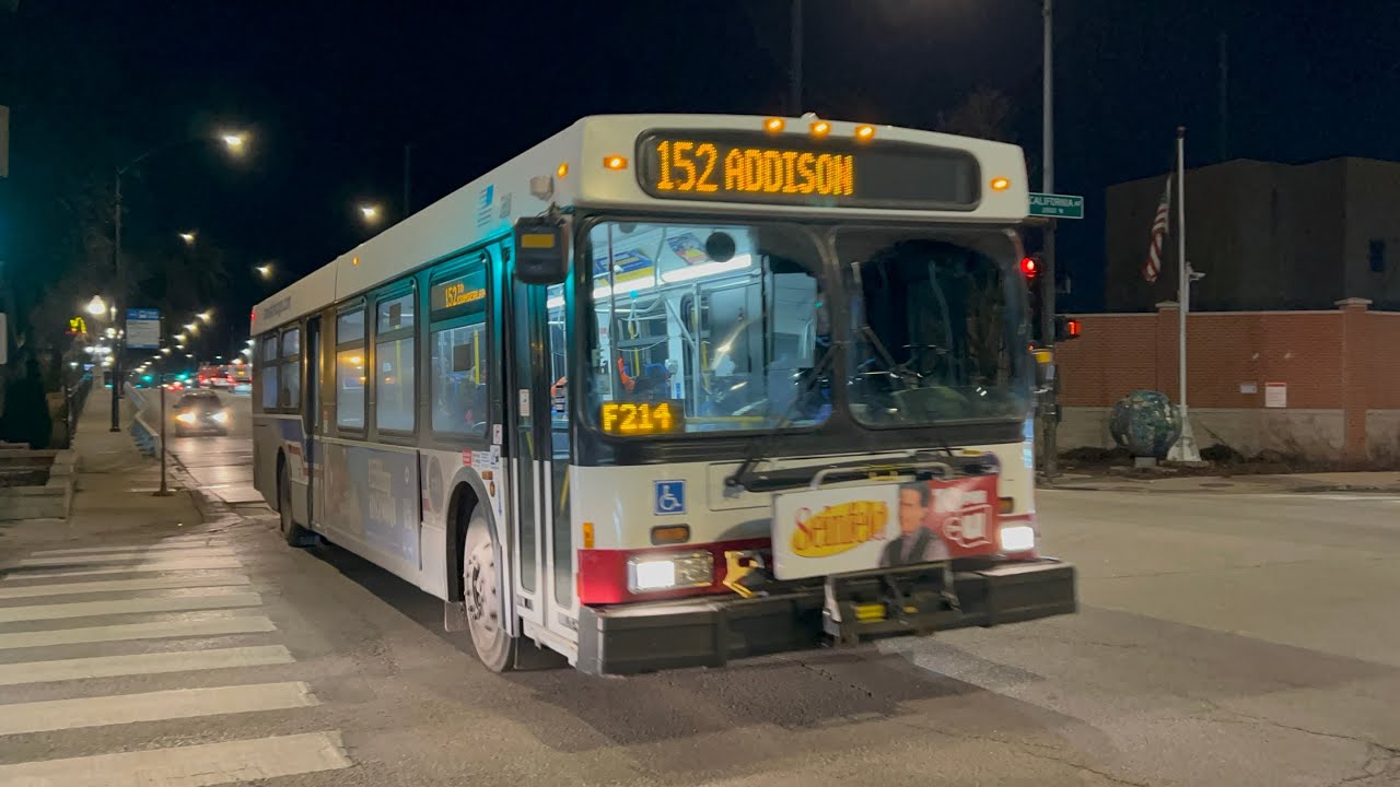 CTA Bus Ride 152 Addison From Lake Shore To California CTA New Flyer D40LF 2007 #1603