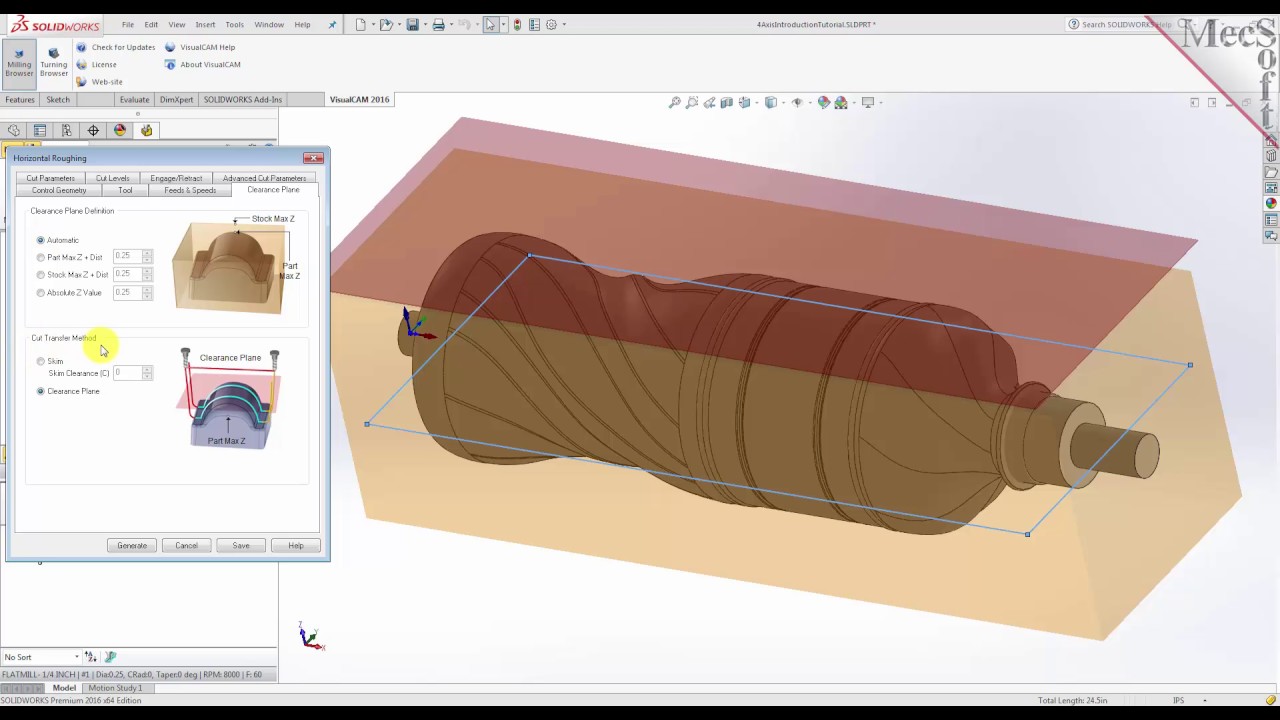 VisualCAM 2017 for SOLIDWORKS, 4 Axis Introduction