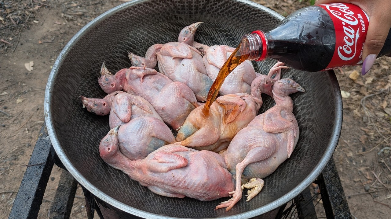 Delicious Fried Quail with Coca Cola Recipe | Eating Quail with Rice Noodle