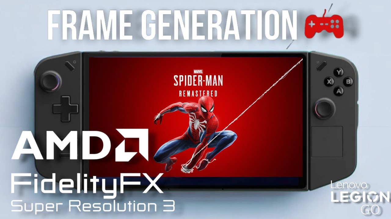 Rendimiento LEGION GO Spiderman Remastered con FSR3 FRAME GENERATION Gráficas Muy alto, Alto y Medio