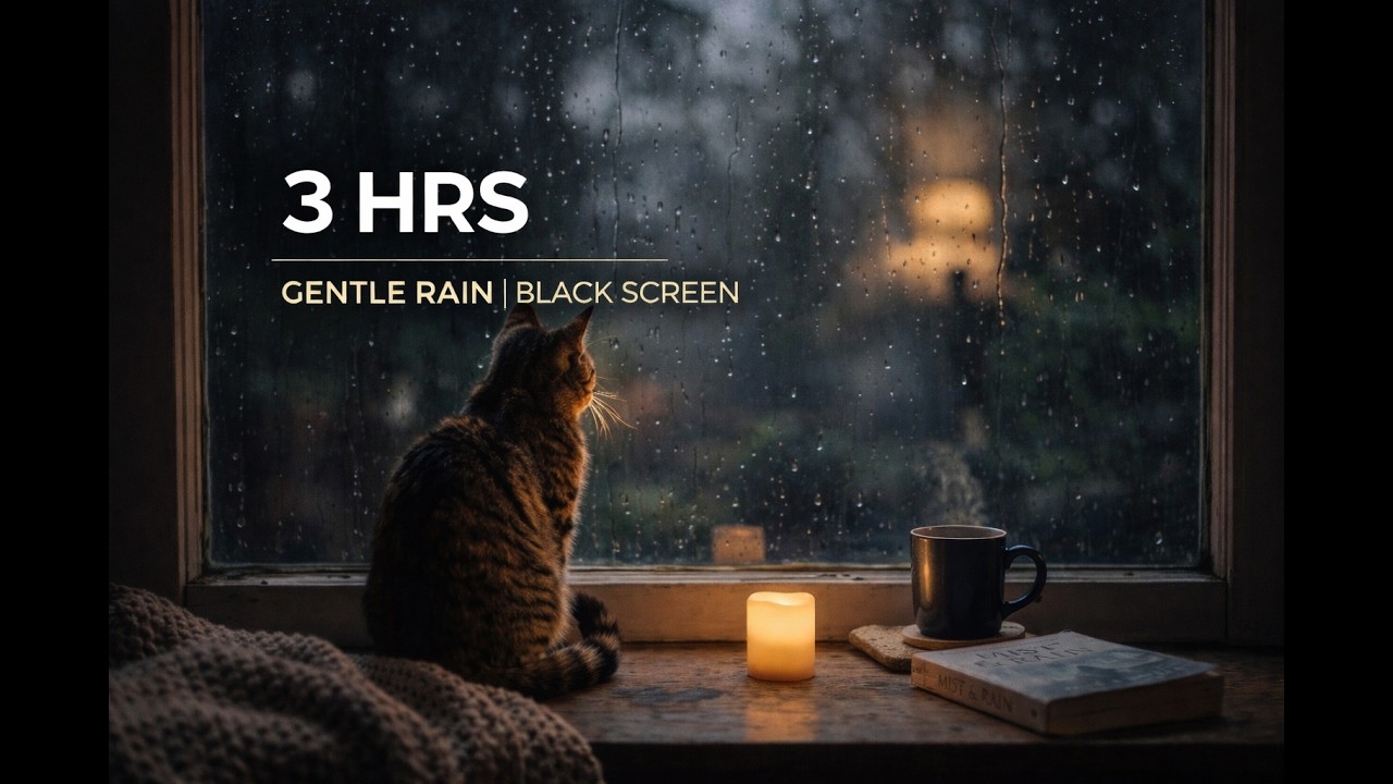 Gentle Night Rain for Deep Sleep | 3 Hours Black Screen (No Thunder)
