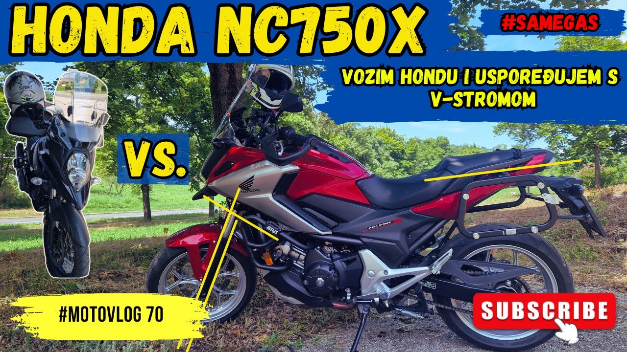 Honda NC750X / Vožnja i usporedba s V-Stromom 650 / #motovlog 70