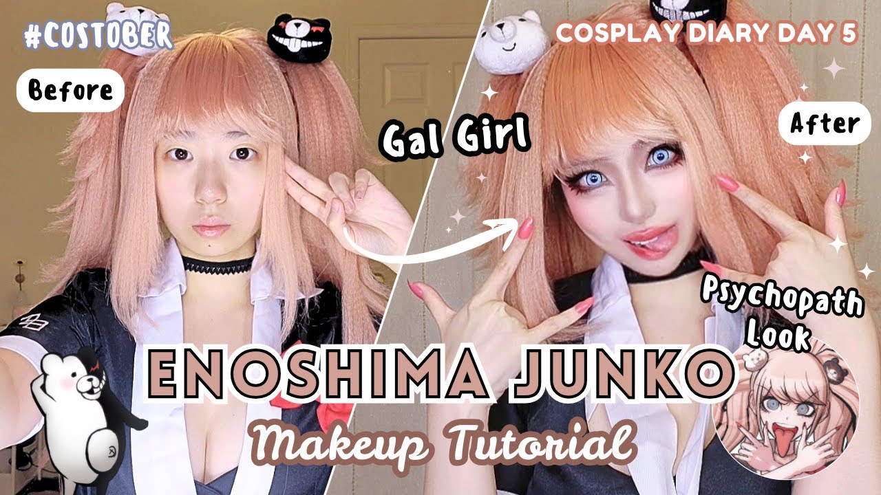 Enoshima Junko Cosplay Makeup🧸 Gal Girl Vibes 🖤Psychopath Look Tutorial ✨| Cosplay Diary DAY 5