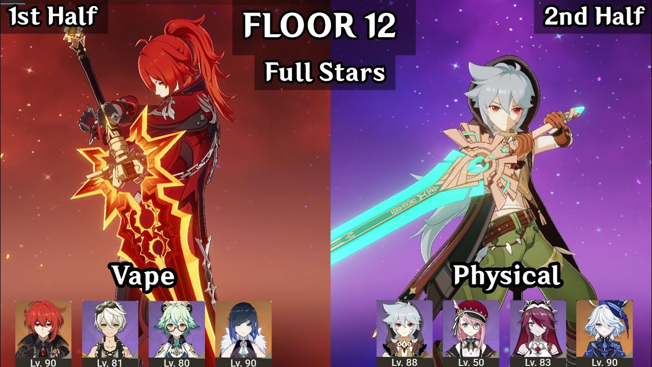 Diluc Vape + Razor Physical | 5.7 Spiral Abyss Floor 12 9 Stars | Genshin Impact