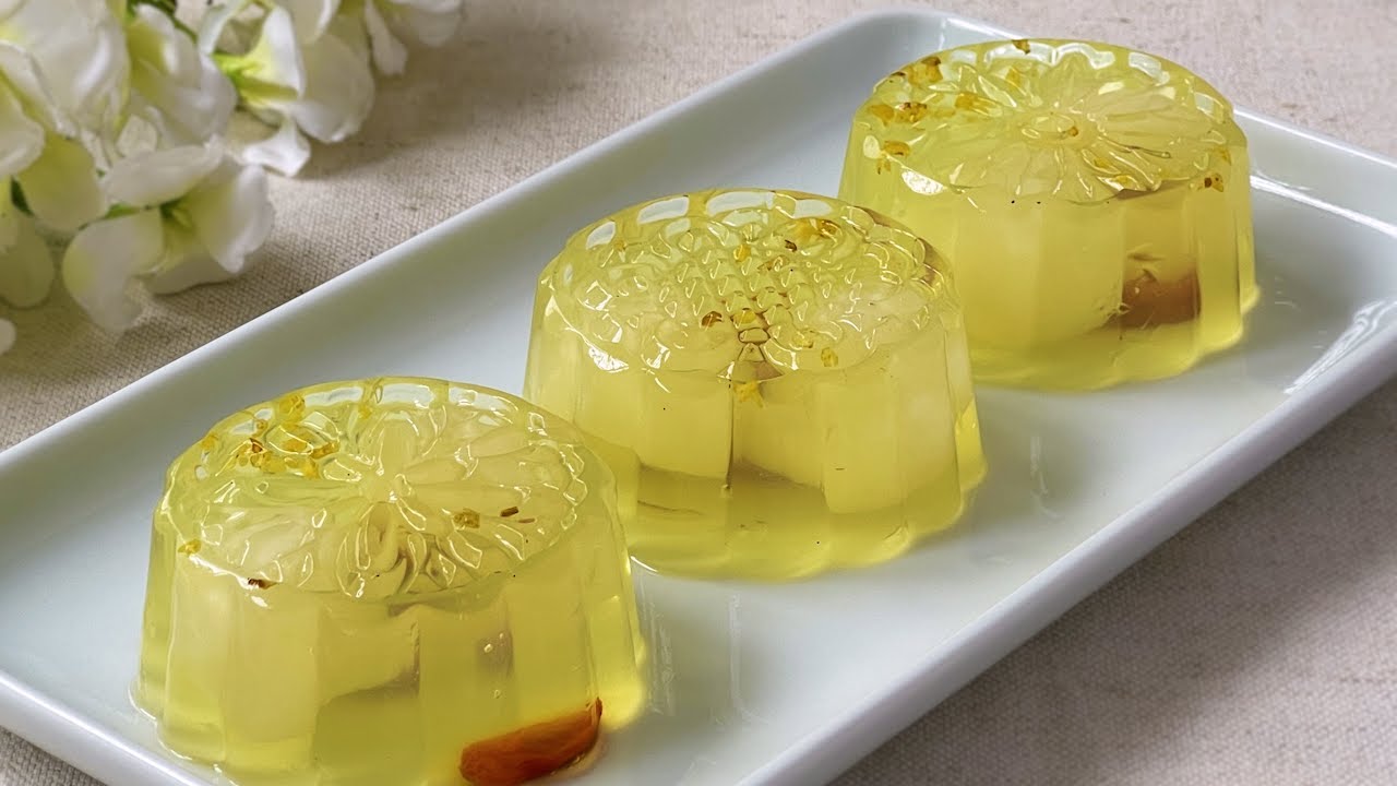Longan Osmanthus Agar-agar Jelly Mooncake Recipe | 龙眼桂花燕菜果冻月饼
