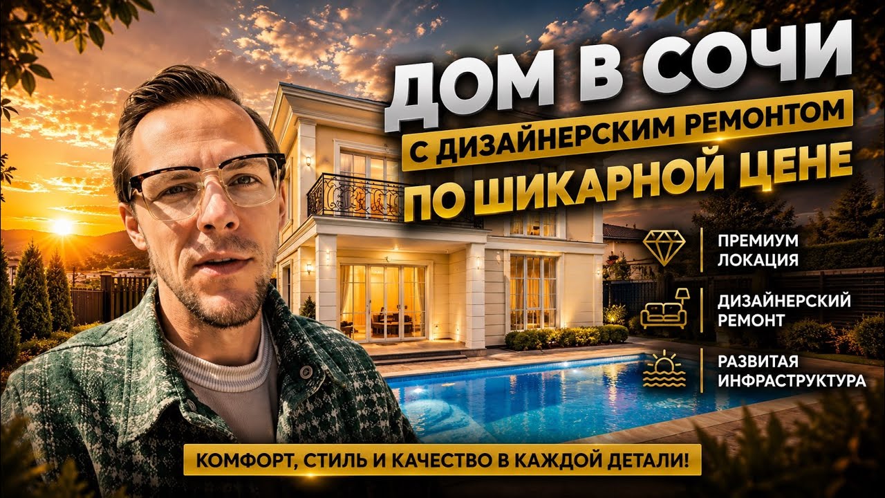 Показываю дом в Сочи за 55 млн &mdash; ремонт уже готов, мебель и техника. Дом в Сочи с бассейном. 