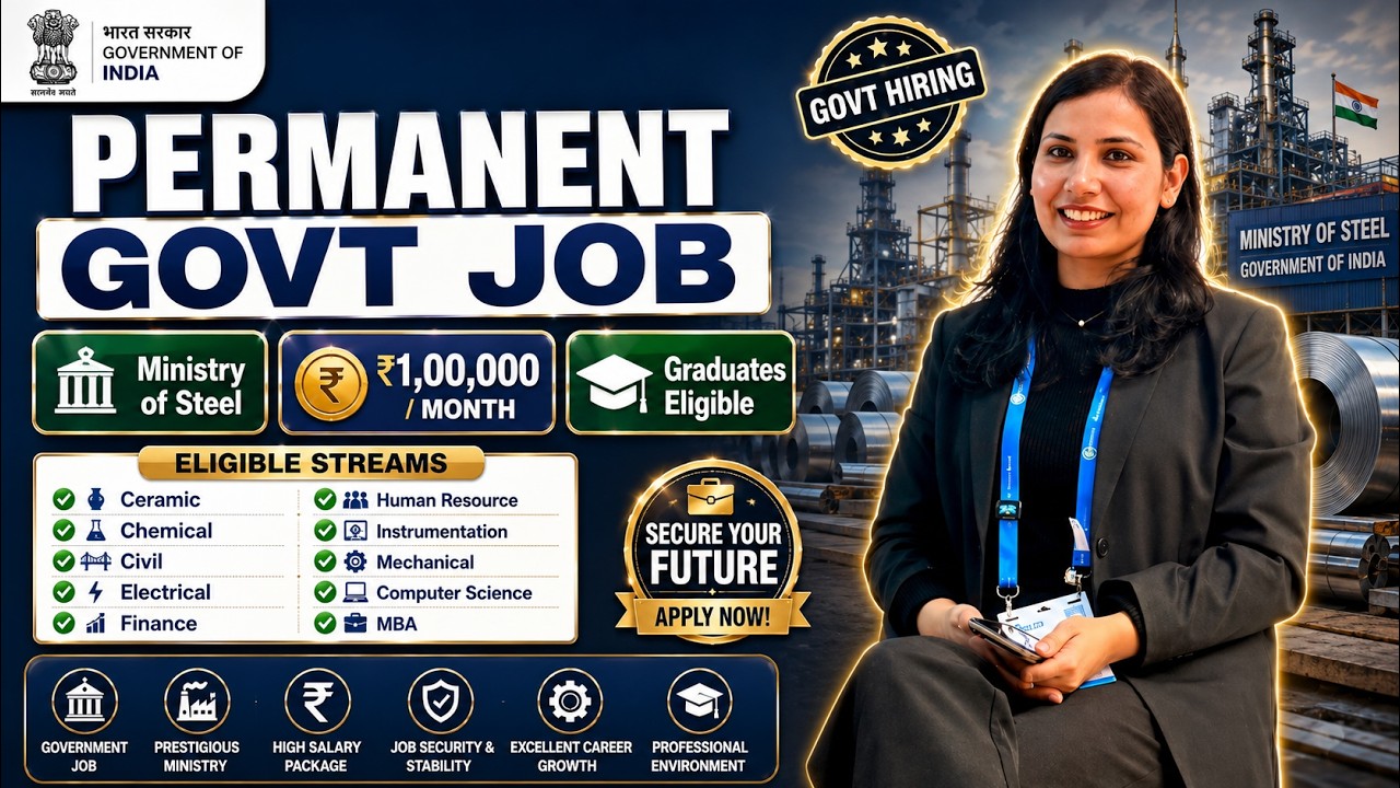🔥Ministry of Steel Job🚨₹100,000 Salary | Graduate | Permanent Job🚨Apply Now #job #apply
