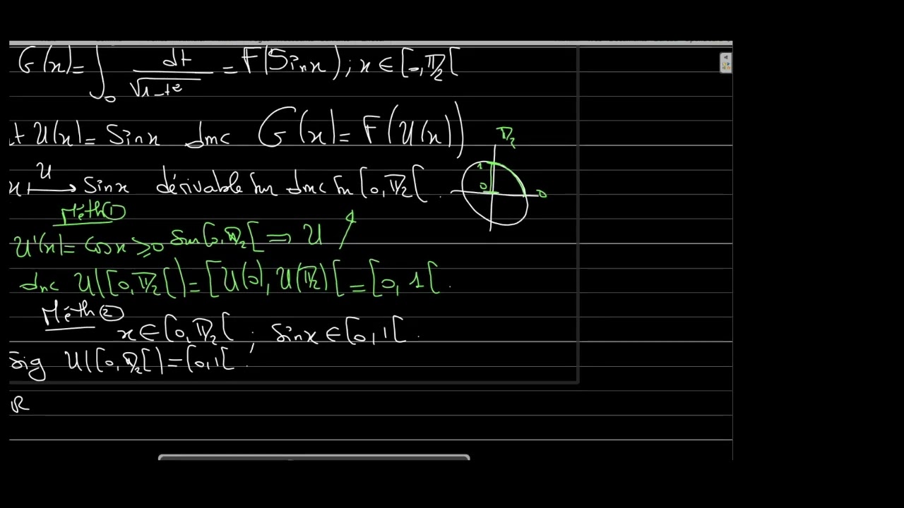 extrait de séance en ligne : Fonction définie par une  intégrale