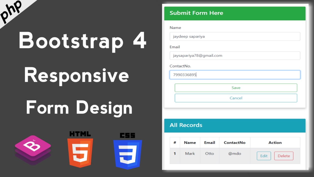 Bootstrap 4 Registration Form | How to Design Responsive Form using Bootstrap