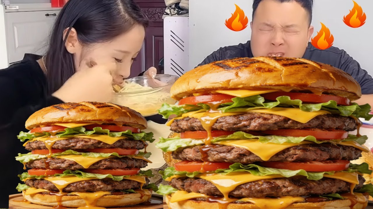 蠢老公制作10斤超大汉堡？？吃独食的毛病还是改不了，趁他不在把水换成酱油还在汉堡里加芥末惩罚他，结局太解气