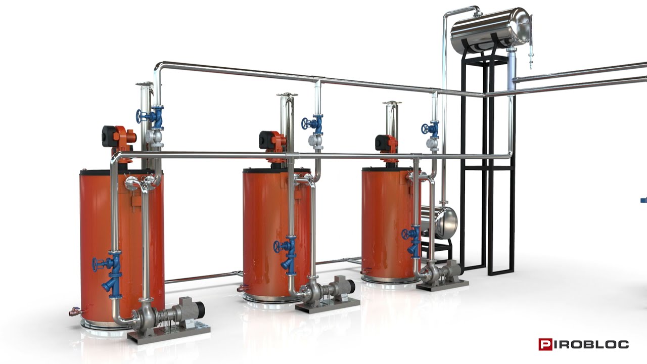 Industrial heating system with connected thermal oil boilers to optimize energy consumption
