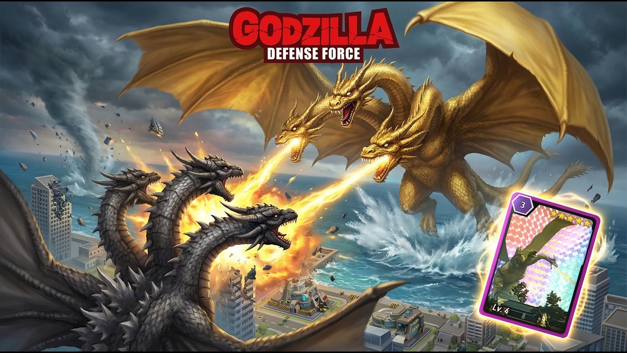 Cretaceous King Ghidorah VS King Ghidorah ( GODZILLA DEFENSE FORCE )