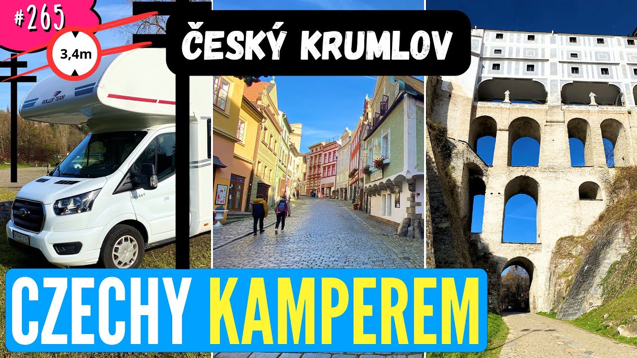 Przejazd KAMPEREM z ALKOWĄ tuż pod TRAKCJĄ trolejbusów i WIELKA BRAMA - Cesky Krumlov  CZECHY #265