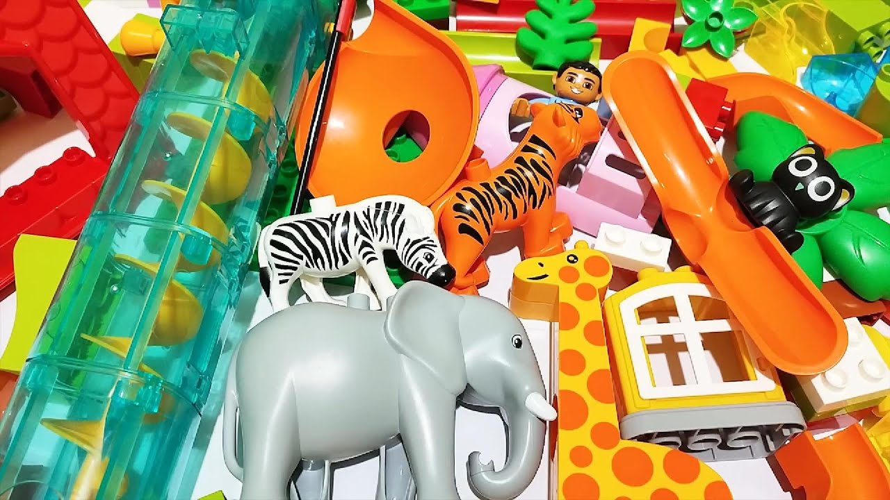 Satisfying Building Blocks Marble Run ASMR #63 Electric Elevator Giraffe ELEPHANT Tiger  live 17