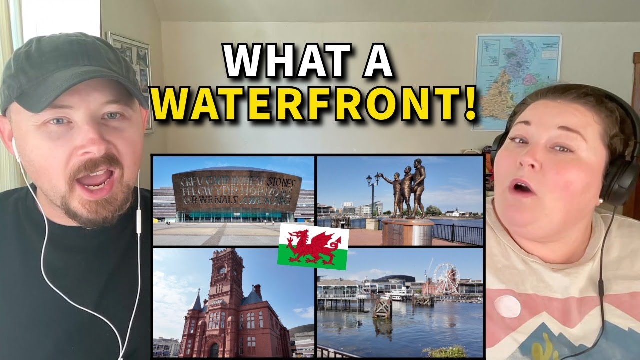 Americans React: Our First Look at BEAUTIFUL Cardiff Bay