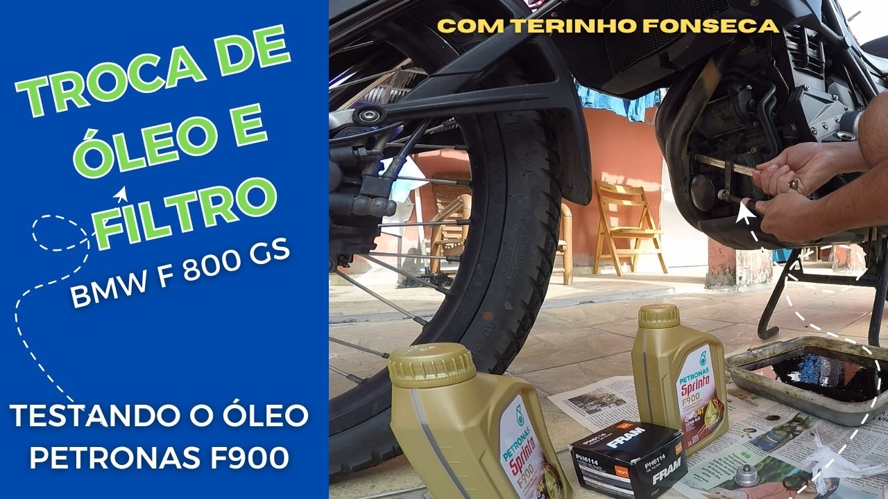 Troca de óleo e filtro da BMW F800 GS Petronas Sprinta F900 Tutorial
