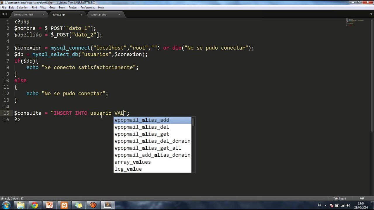 Tutoriales php basico - Parte 7 - Insertar datos a MySql desde un formulario