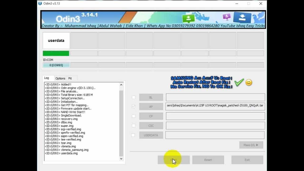 SAMSUNG A12 A125F U3 Root | Auto Restart After Root Fix | No Service Fix, NG To OK Fix | Tasted 100%