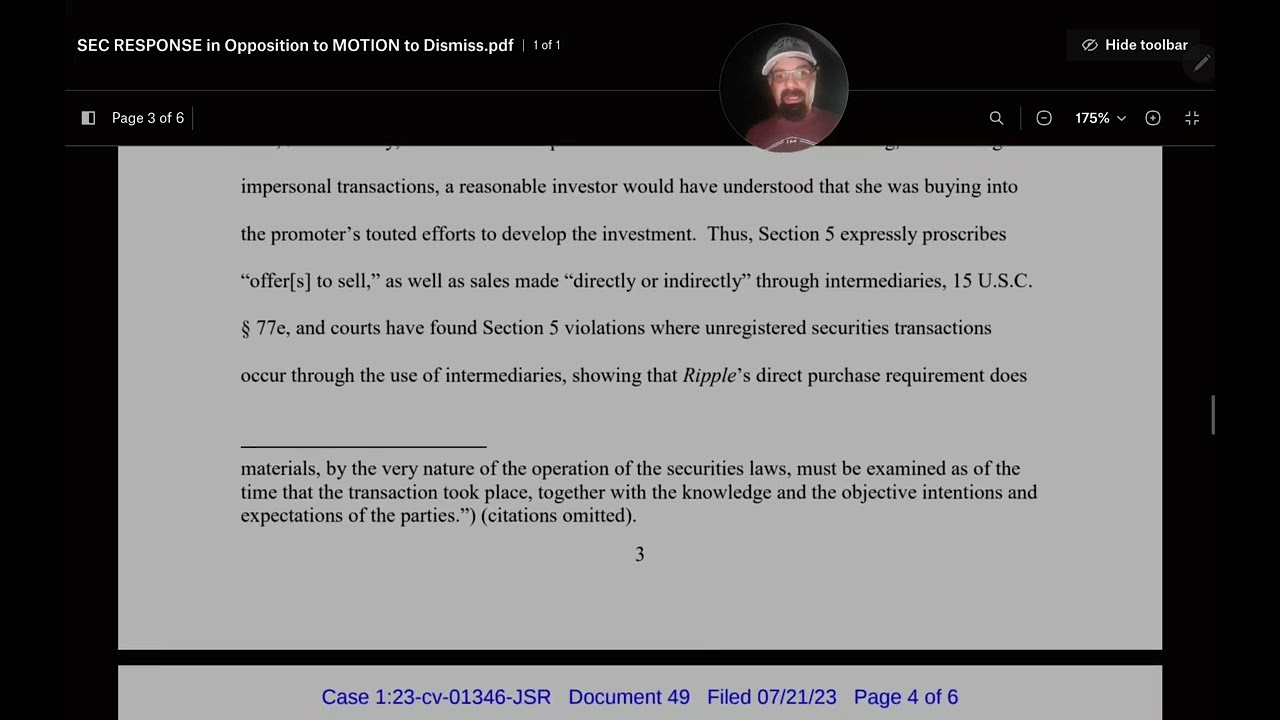 #SEC Responds to #XRP Decision - OFFICIAL DOCUMENT #49 #SEC Signals Appeal Calling #XRP Ruling Wrong