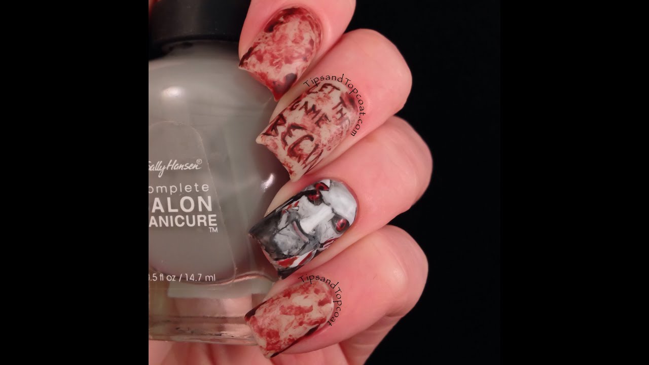 Real Style Blood Splatter Halloween Nail Art Tutorial