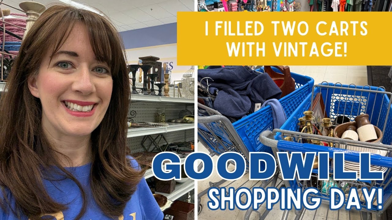 I FILLED 2 CARTS AT GOODWILL! | Thrift with Me | Vintage Haul