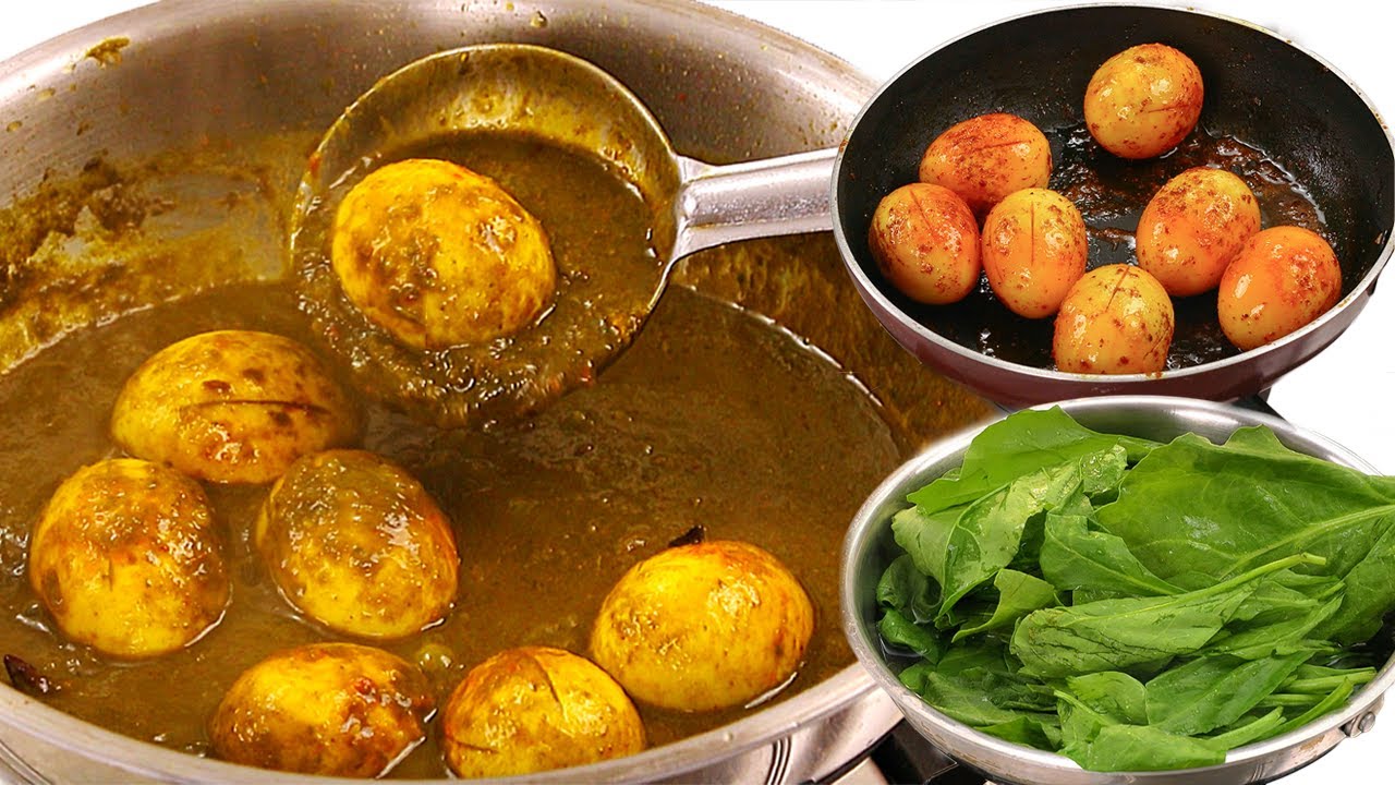 अंडा पालक करी बनाने का सबसे आसान तरीका | Palak Egg Curry | Anda Palak Curry Recipe |  Kabitaskitchen