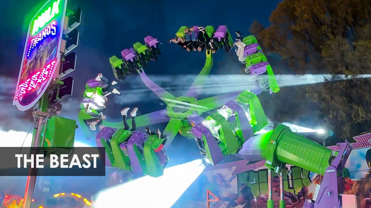 Nieuwe kermisattractie The Beast op kermis Enschede 2024 (move-it 24 van KMG)
