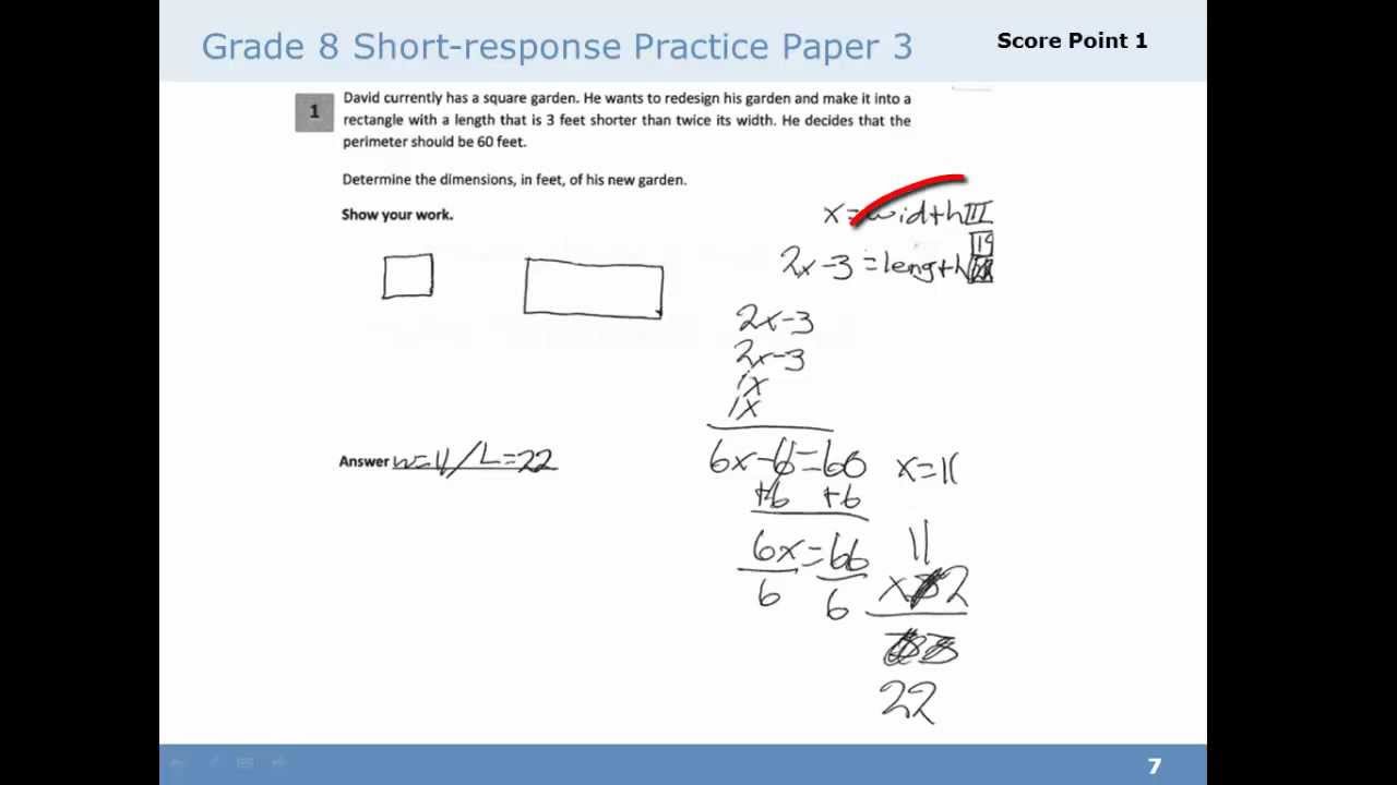 Math Scoring Video 8: 8th Grade 2pt practice