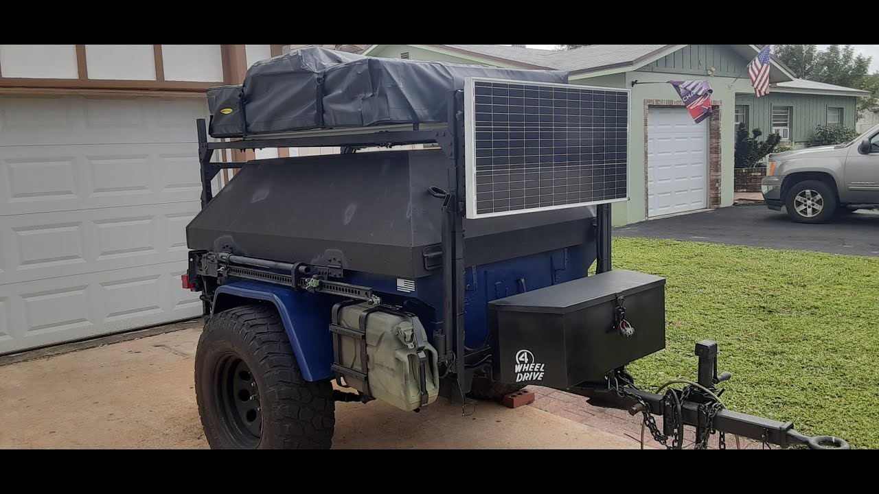 M416 Overland Trailer Walkaround   Telescoping Roof Top Tent Rack  Solar Power - Jeep JK