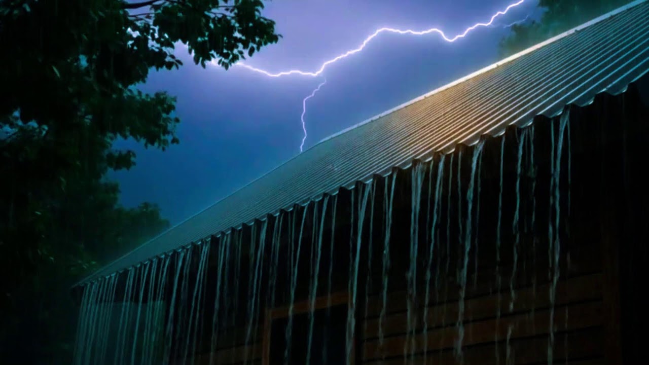 Heavy Rainstorm on Metal Roof at Midnight 🌧️ Fall Asleep Fast • Insomnia Relief Rain Sounds