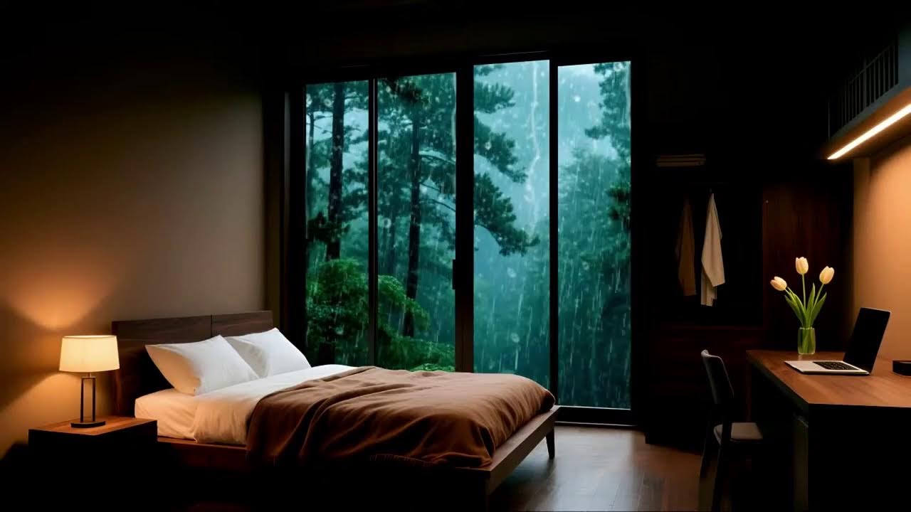 Deep Sleep & Calm Night Rain & Soft Piano - Best Relaxing Music for Stress Release & Tranquility