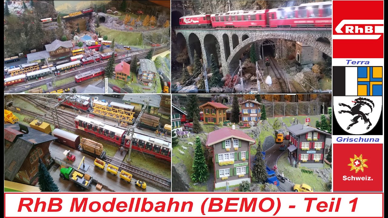 BEMO H0m Modellbahn RhB Anlage n. Schweizer Vorbild - GE 4/4 l ll lll + Bernina-Express + GE 6/6 II