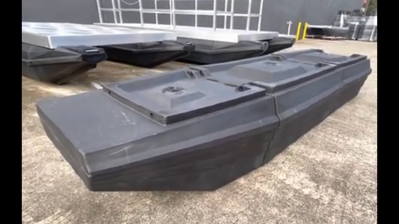 Houseboat hulls. Build your own houseboats on these extra large polyethylene pontoon boat floats
