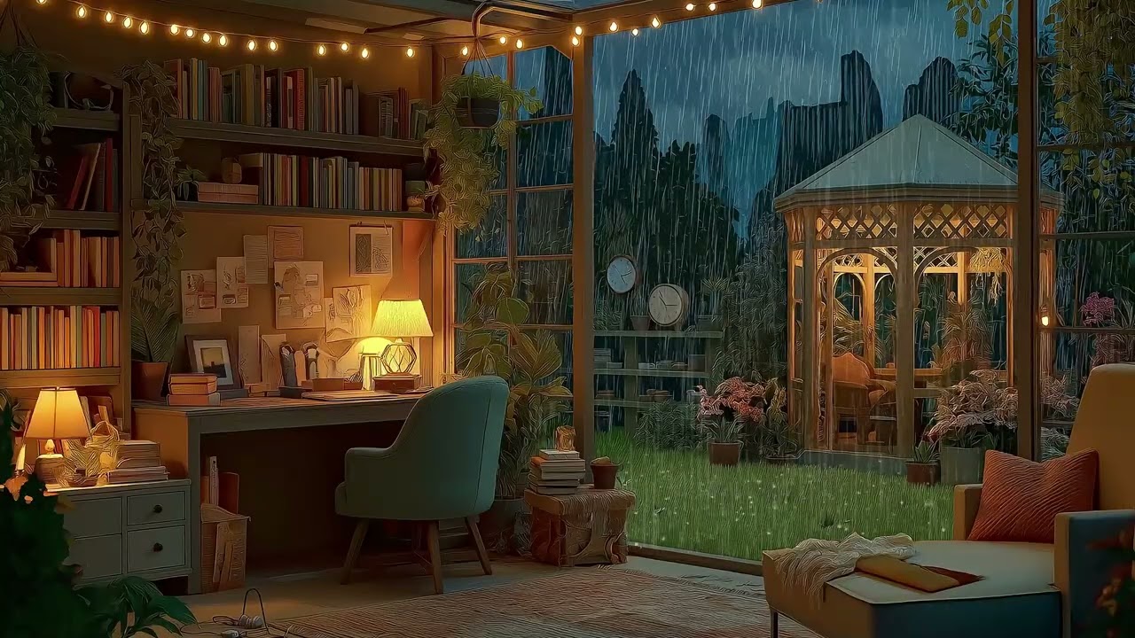 A Rainy Study Night 🎹 | Soft Piano in a Calm Room | 3 Hours Focus Relax Meditation Healing Sleep